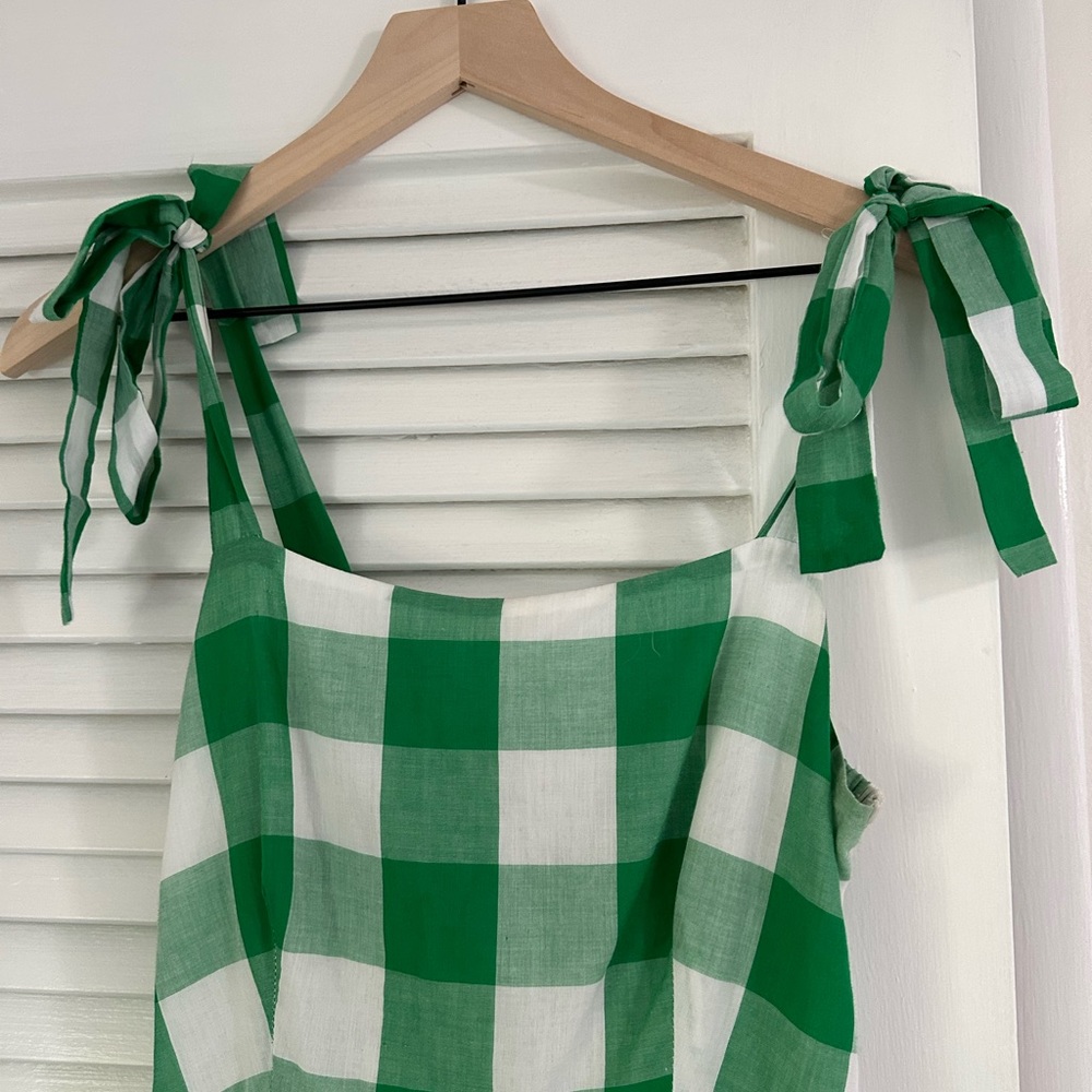 Stradivarius ASOS gingham green check maxi dress with tie strap - Picture 6 of 9